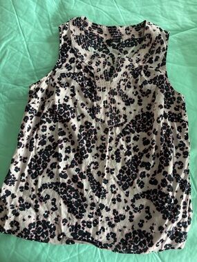 Talbots Pink and Black Sleeveless Animal Print Top